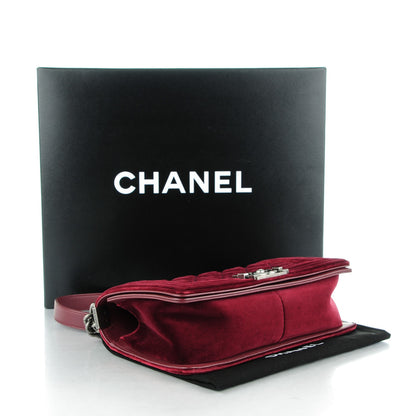 Chanel Velvet Quilted Medium Boy Flap Dark Red 4 of 7