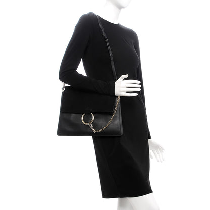 Chloe Suede Calfskin Medium Faye Shoulder Bag Black 2 of 12