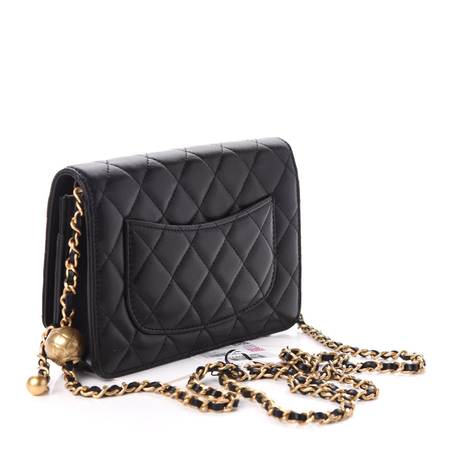 Chanel Lambskin Quilted CC Pearl Crush Wallet on Chain WOC Black 3 of 11