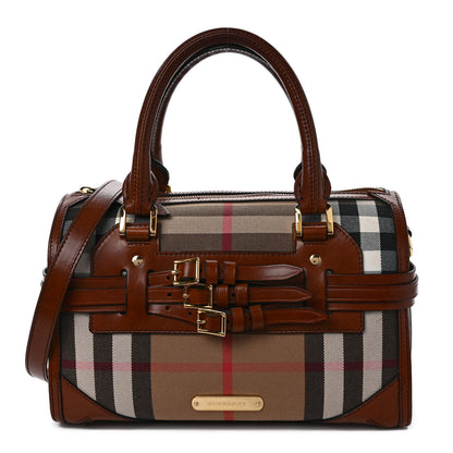 Burberry House Check Bridle Calfskin Medium Alchester Bowling Bag Dark Tan 1 of 10