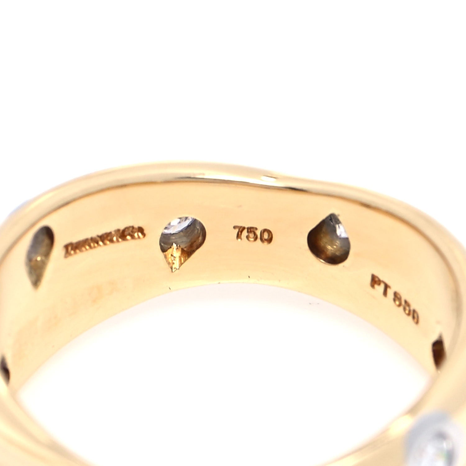 Tiffany 18K Yellow Gold Platinum Diamond Etoile Twist Band Ring 49 5 4 of 5
