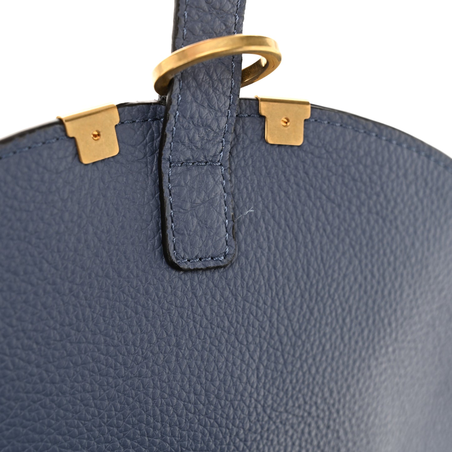 Grained Calfskin Medium Marcie Saddle Bag Graphite Navy