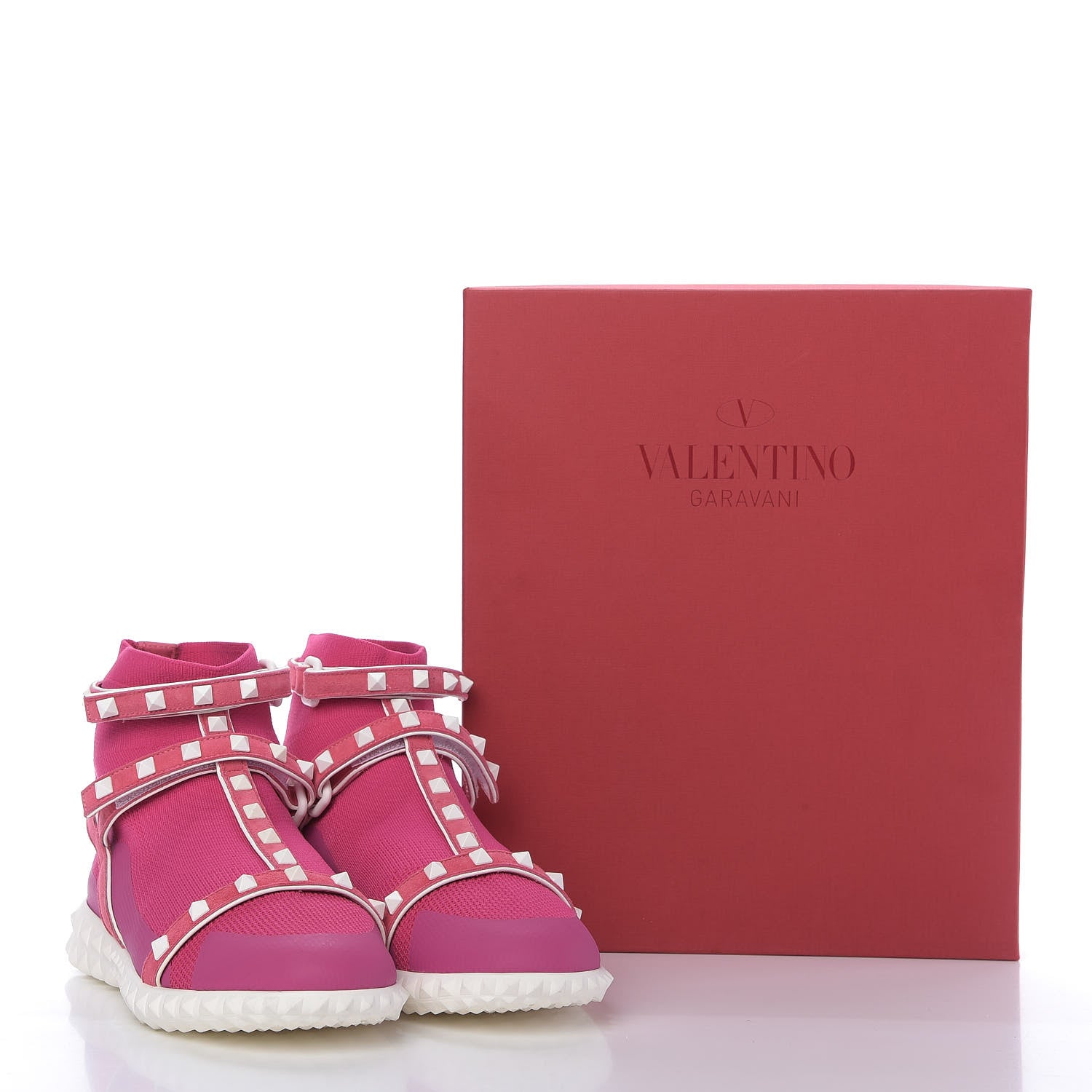Valentino Garavani Body Tech Knit Free Rockstud Sock High Top Sneakers 37.5 Shadow Pink Optic White 10 of 10