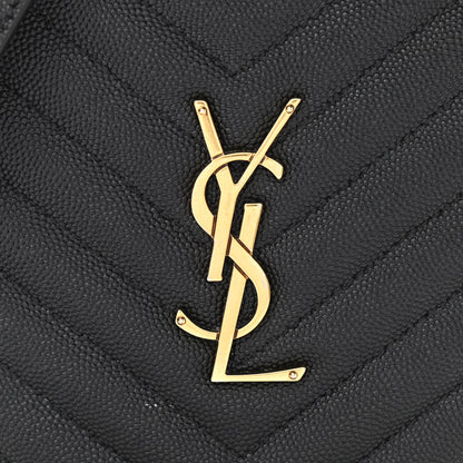 Saint Laurent Grain De Poudre Matelasse Chevron Quilted Round Vinyle Camera Bag Black 8 of 12