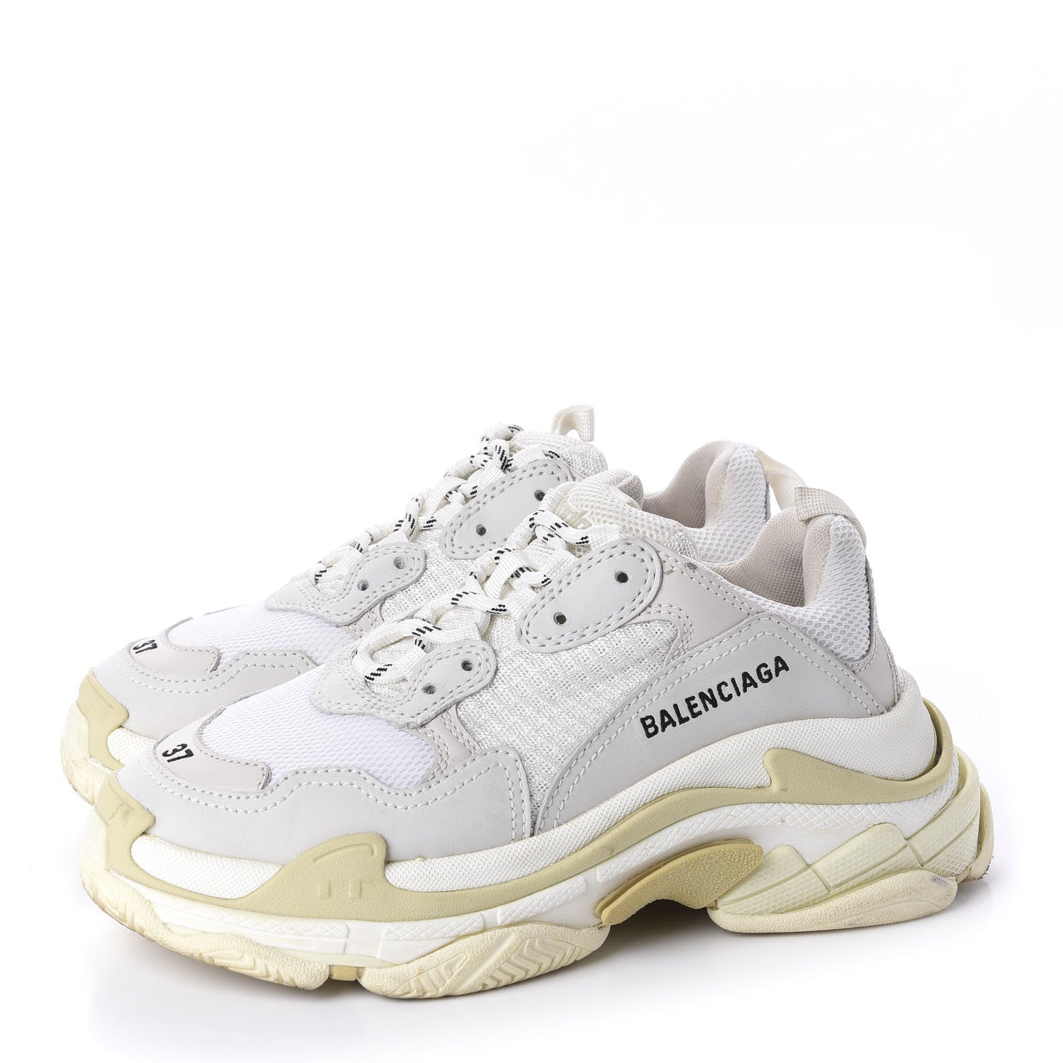 Balenciaga Fabric Mesh Womens Triple S Sneakers 37 White 3 of 8