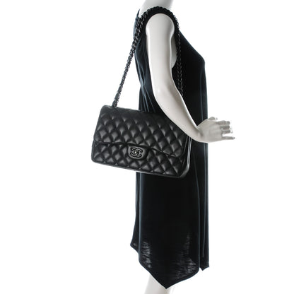 Chanel Lambskin Quilted Jumbo Double Flap So Black 2 of 12