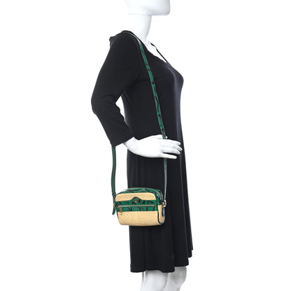 Gucci Raffia Elaphe Mini Ophidia Shoulder Bag Natural New Shamarock 2 of 5