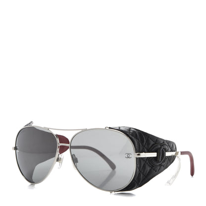 Chanel Titanium Lambskin CC Pilot Sunglasses 4192 Q Black 1 of 9