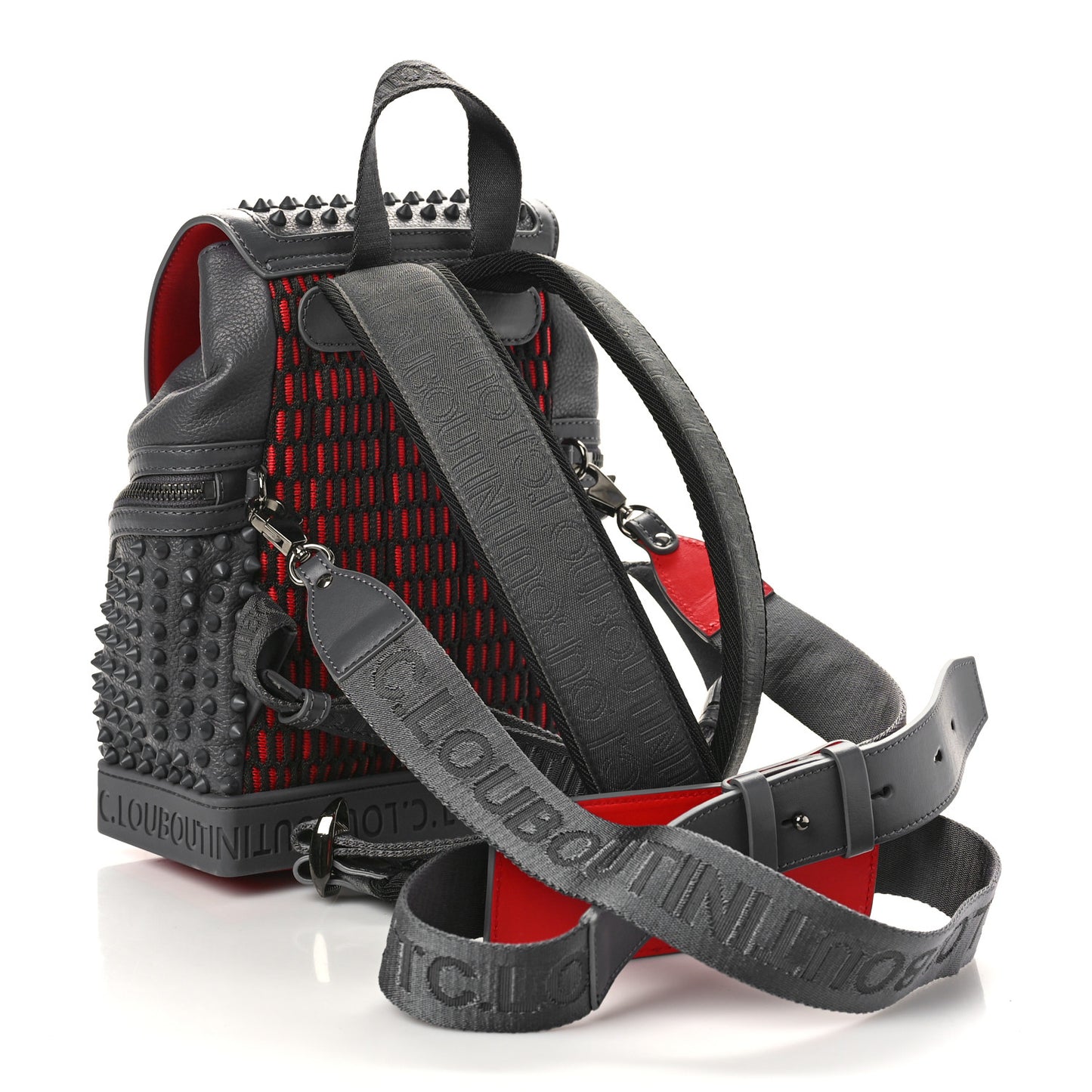 Calfskin Spiked Small Explorafunk Backpack Charbon