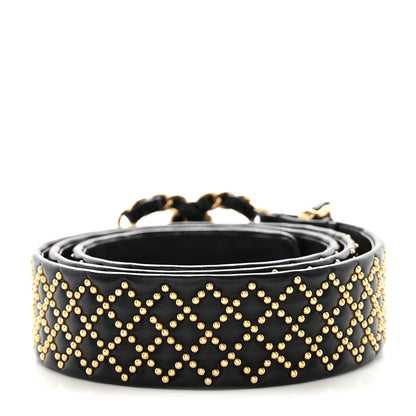 Chanel Lambskin Studded CC Chain Belt 80 32 Black 2 of 7