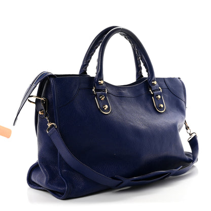 Balenciaga Chevre Gold Metallic Edge Hardware City Bleu Roi 3 of 11