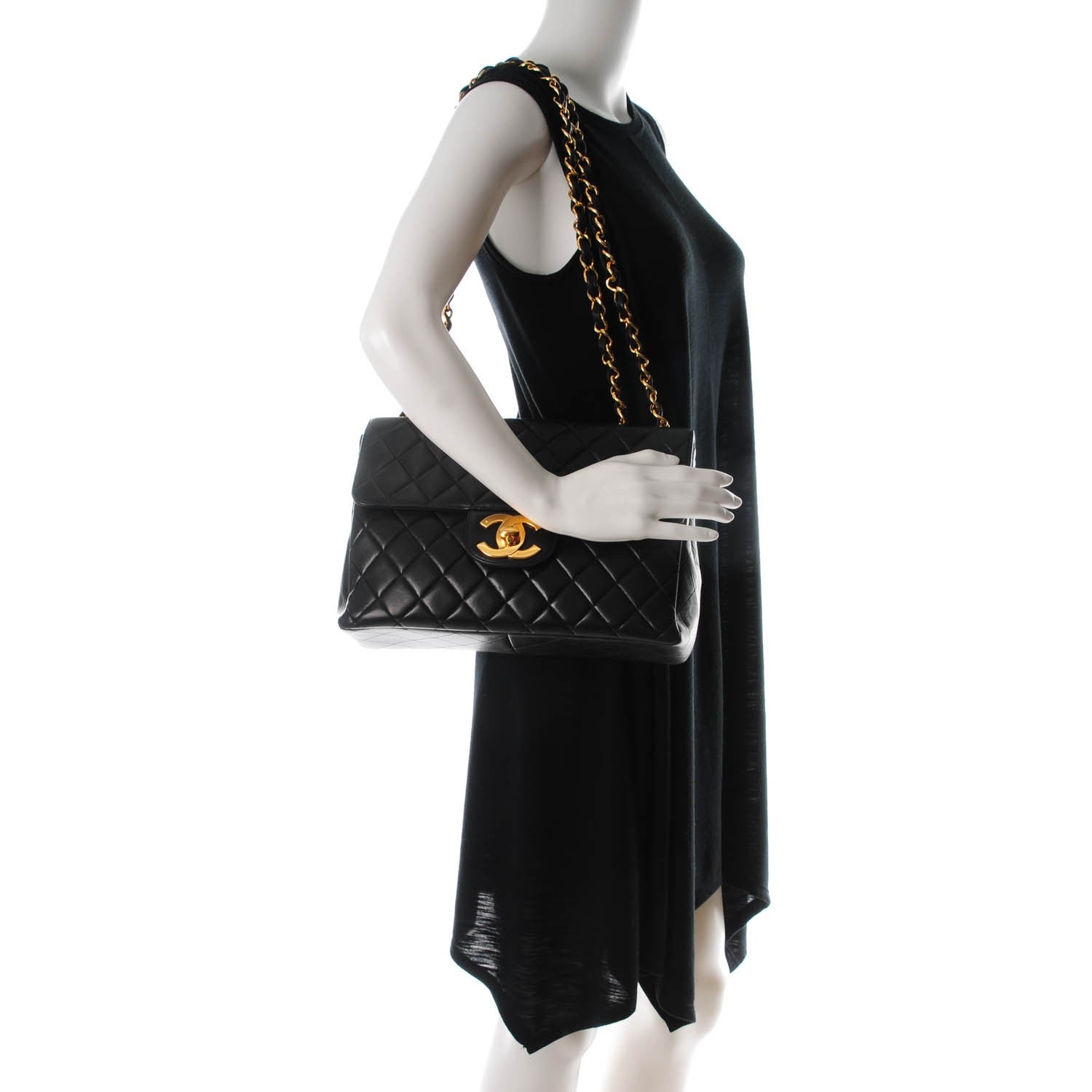 Chanel Lambskin Quilted Jumbo Single Flap Black 2 of 8