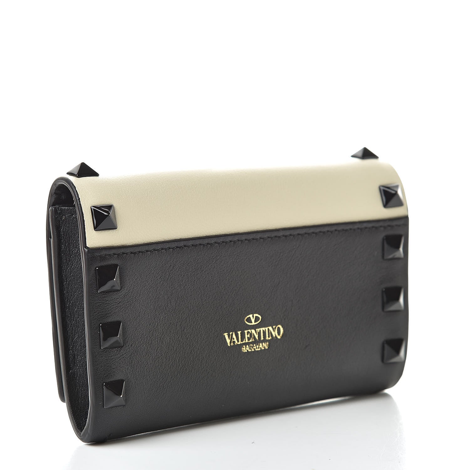 Valentino Garavani Nappa Rockstud Bi-Fold Card Holder Ivory Black 3 of 9