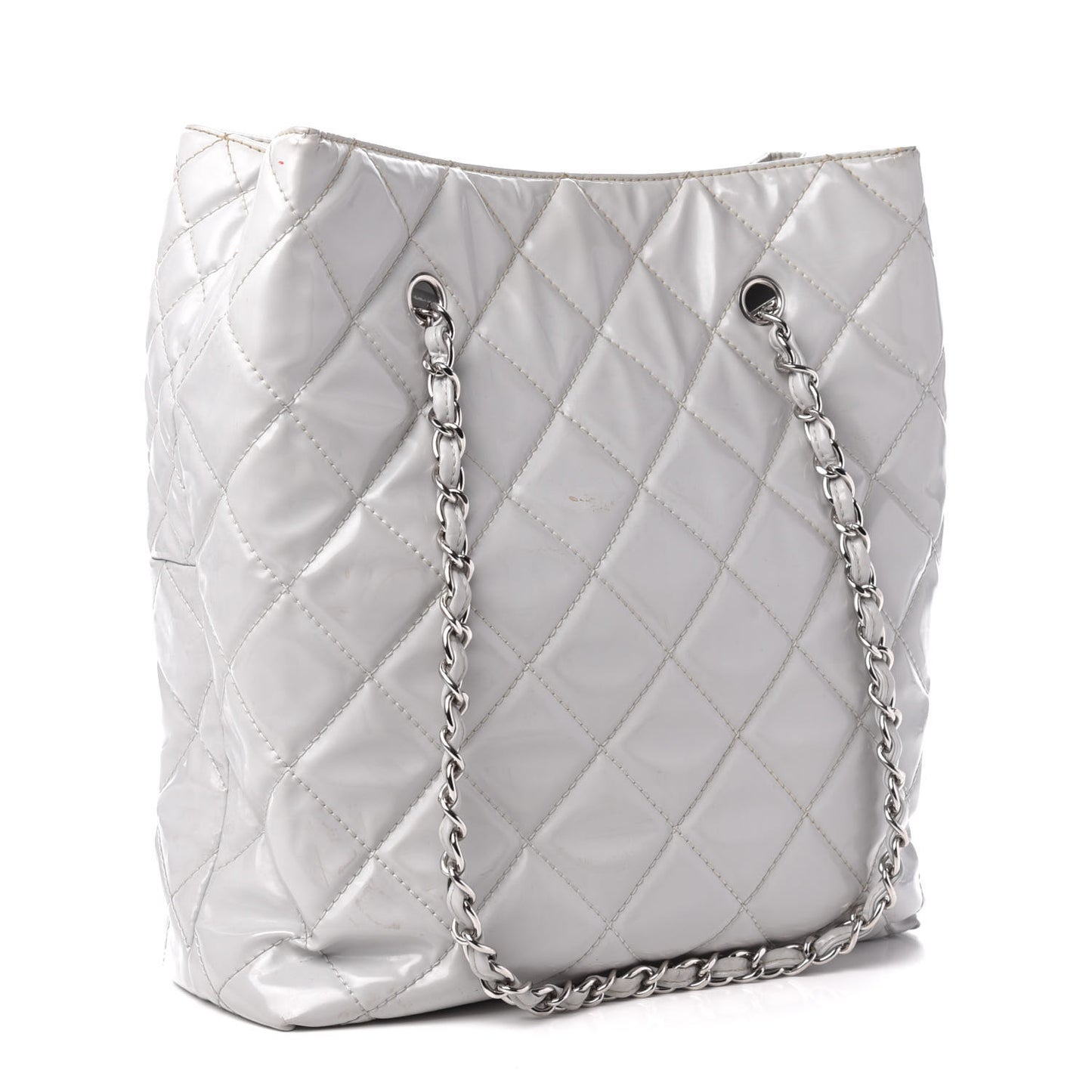 Vinyl Quilted In The Business North South Tote Light Grey