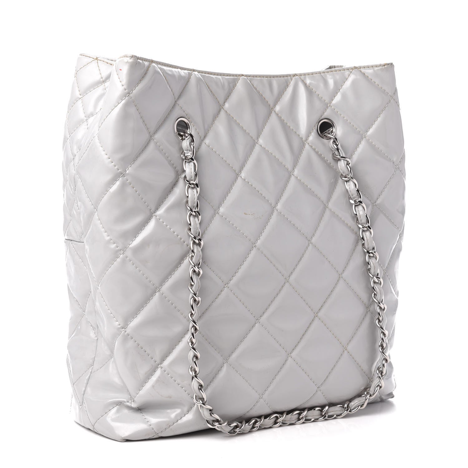 Chanel Vinyl Quilted In The Business North South Tote Light Grey 3 of 15