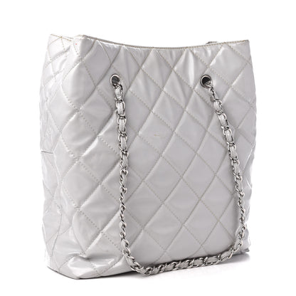 Chanel Vinyl Quilted In The Business North South Tote Light Grey 3 of 15