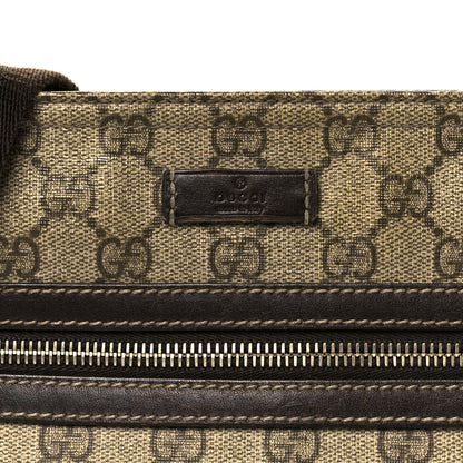 Gucci GG Supreme Monogram Selleria Calfskin Small Flat Side Zip Messenger Bag Beige Ebony Cocoa Dark Chocolate 9 of 12