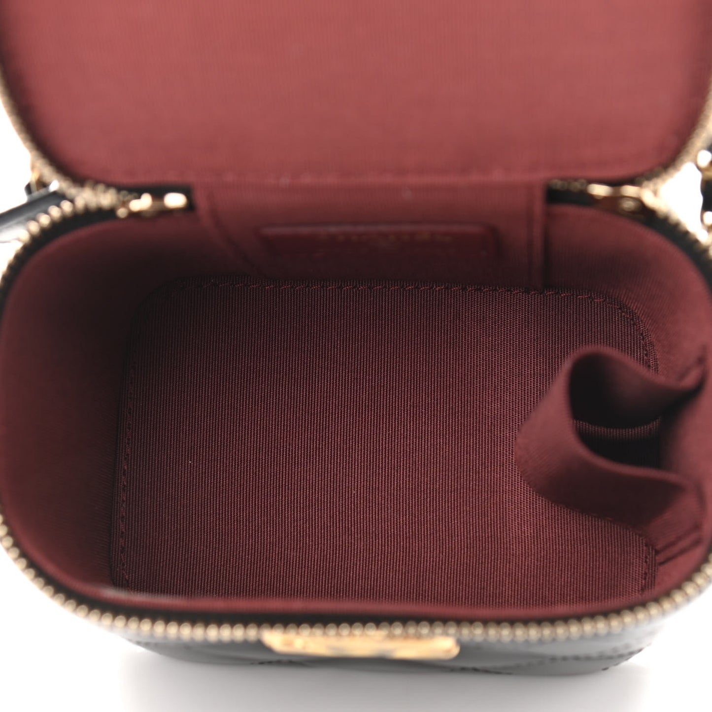 Calfskin Quilted Mini Perfect Fit Vanity Case With Chain Black