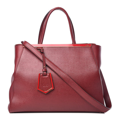 Fendi Vitello Elite Regular 2Jours Tote Rosso Scuro Ciliegia 1 of 18