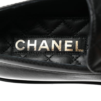 Chanel Lambskin Pearl Crystal Quilted CC Logo Jewelry Loafers 39.5 Black 7 of 9