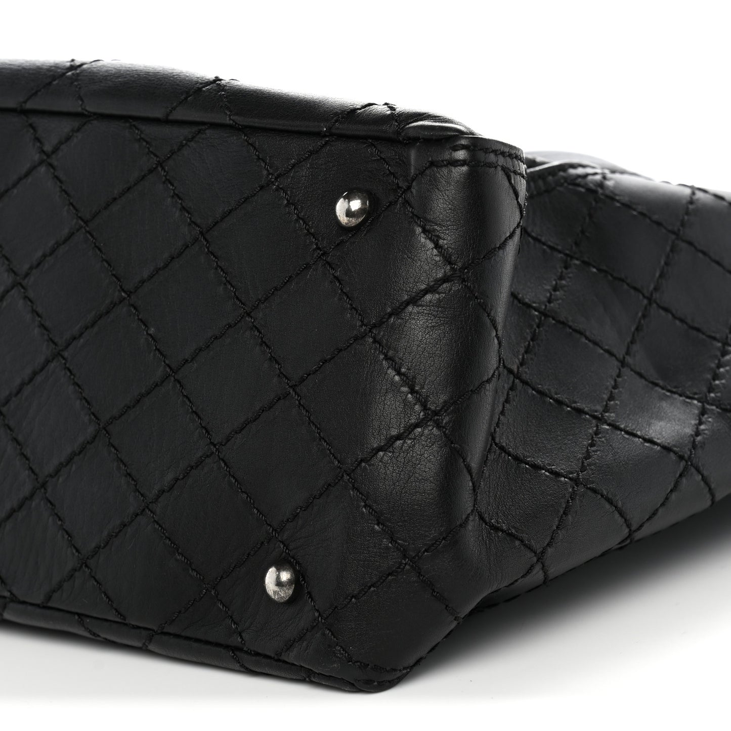 Grained Calfskin CC Pocket Tote Black