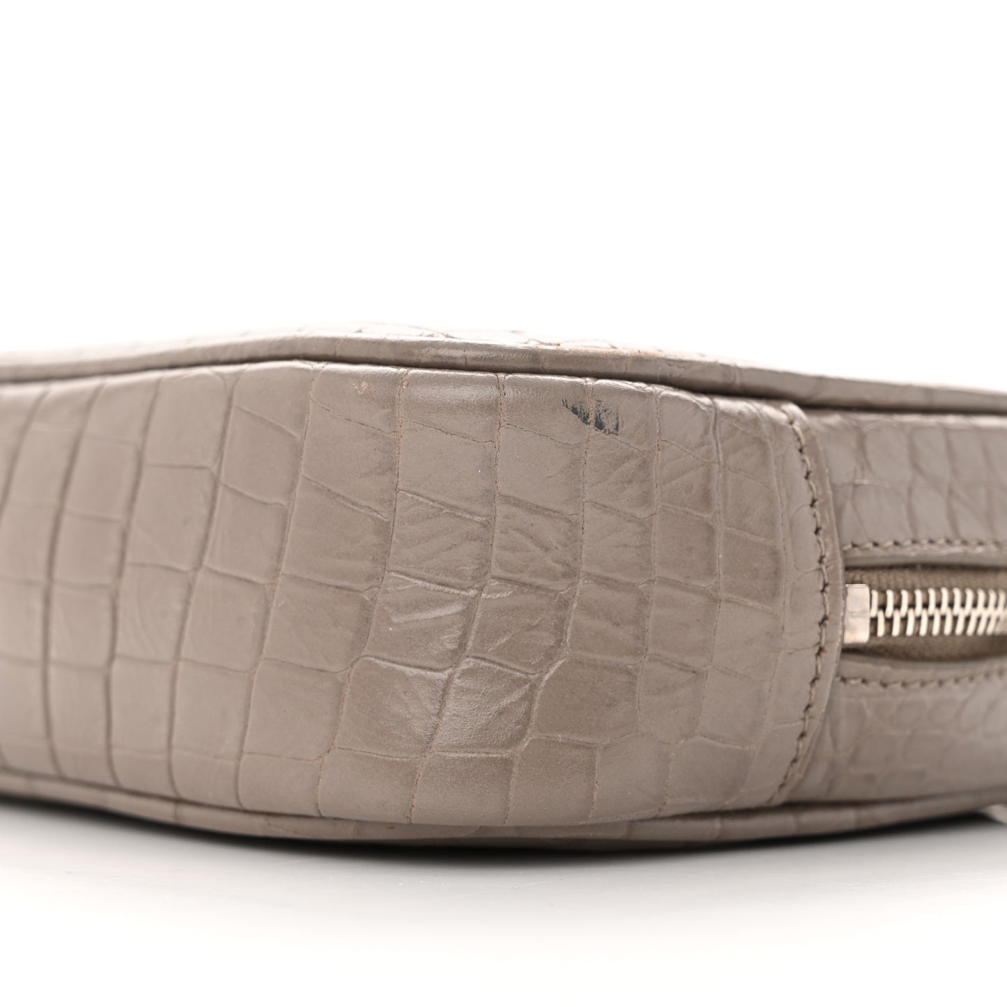 Calfskin Crocodile Embossed Monogram Mini Lou Camera Bag Fog