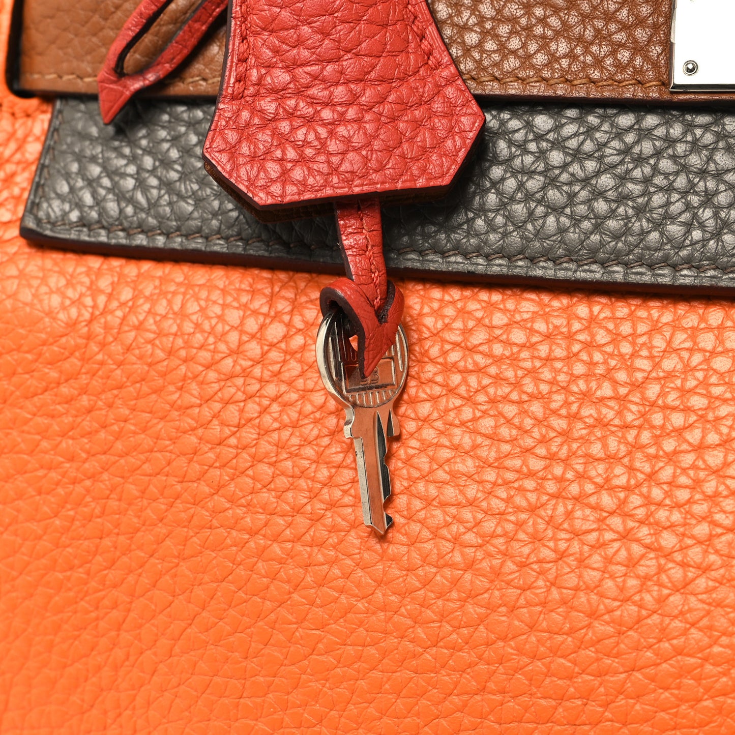 Taurillon Clemence Arlequin Kelly Retourne 32 Orange Sanguine Gold