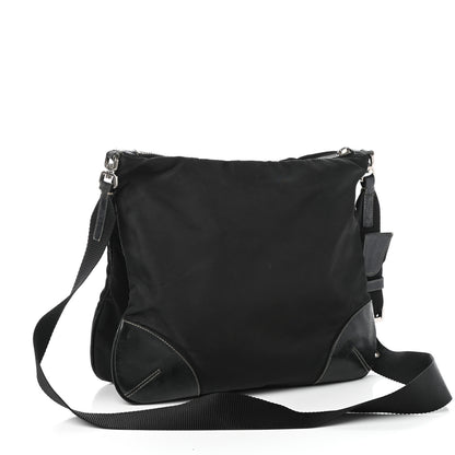 Prada Tessuto Nylon Calfskin Flat Messenger Bag Black 3 of 12