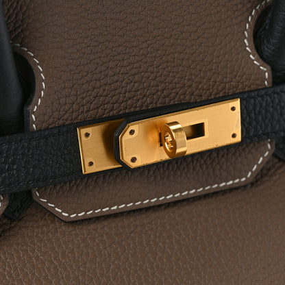 Hermes Togo Horseshoe Birkin 30 Black Etoupe 10 of 11