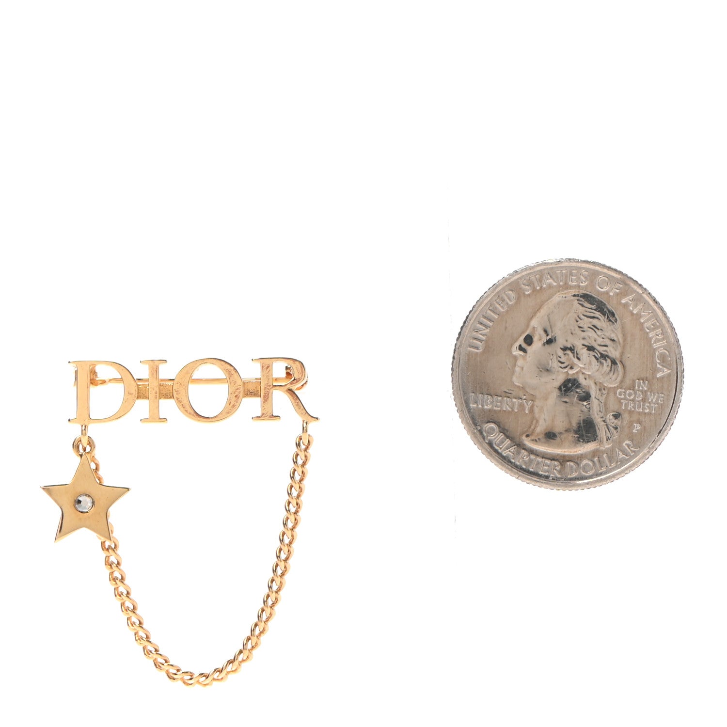 Christian Dior Metal Crystal Logo Dio(r)evolution Chain Brooch Gold 3 of 4