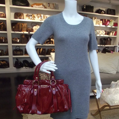 Miu Miu Vernice Patent Gathered Tote Rosso 2 of 12