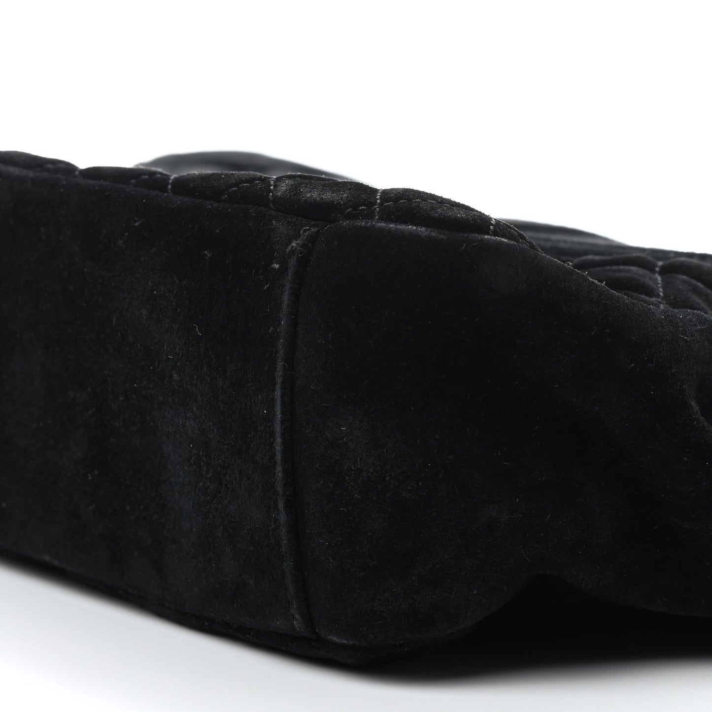 Suede Mixed Matelasse Tri-Quilt Large Monogram Envelope Satchel Black