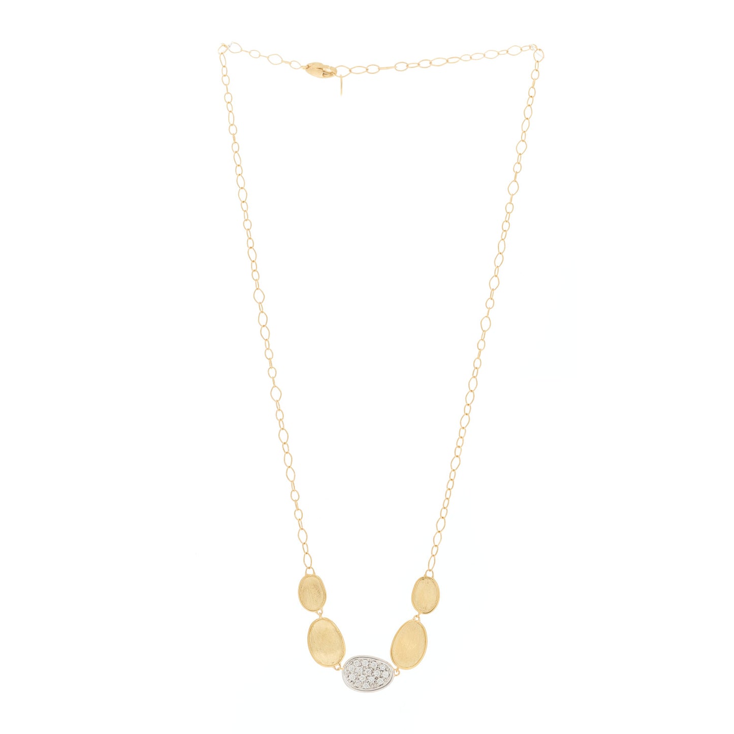 18K Yellow White Gold Diamond Lunaria Petite 5 Station Necklace
