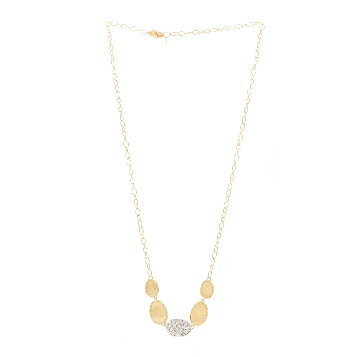 Marco Bicego 18K Yellow White Gold Diamond Lunaria Petite 5 Station Necklace 4 of 6