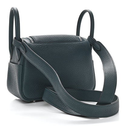 Hermes Taurillon Clemence Mini Lindy 20 Vert Cypress 3 of 11