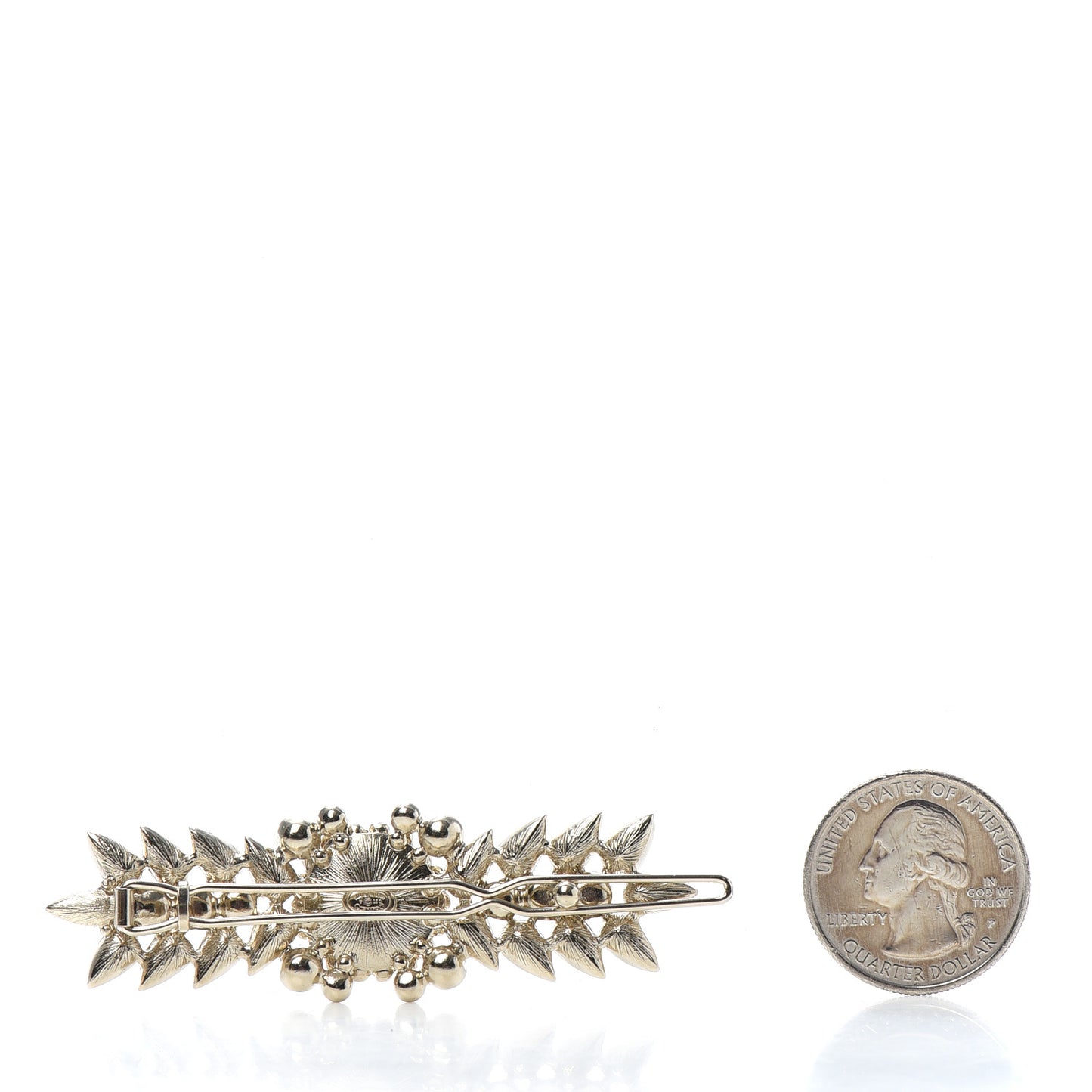 Pearl Crystal CC Barrette Gold Black