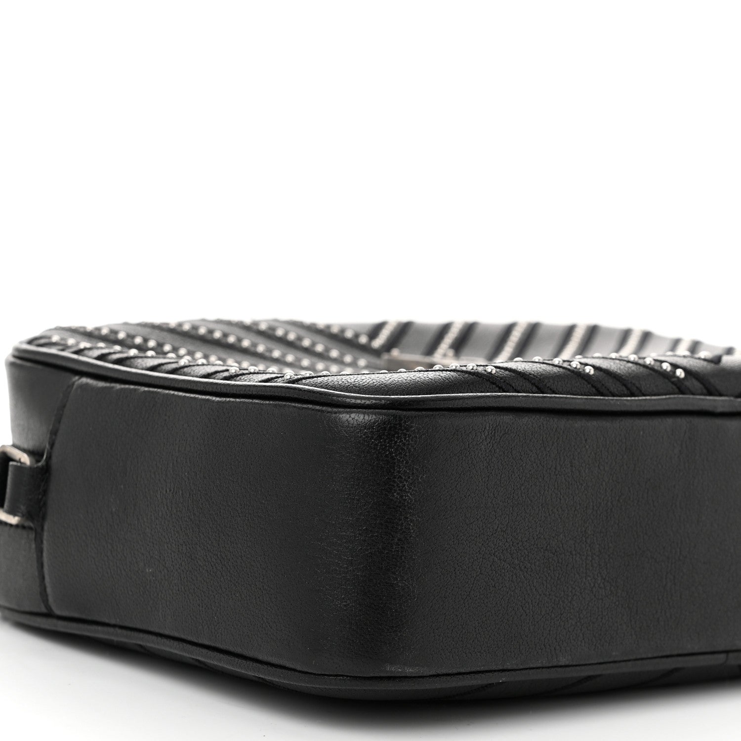 Saint Laurent Calfskin Studded Matelasse Monogram Lou Camera Bag Black 9 of 10