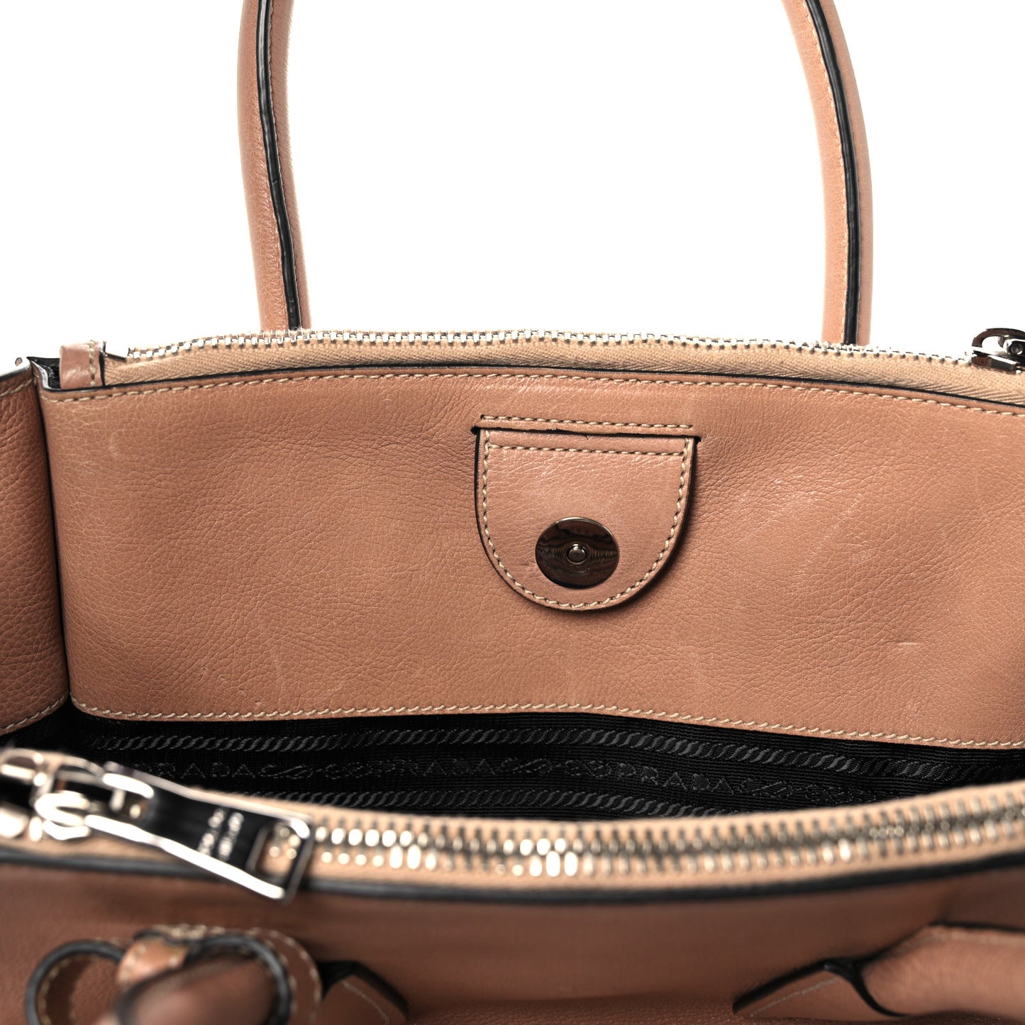Glace Calf Twin Pocket Tote Caramel