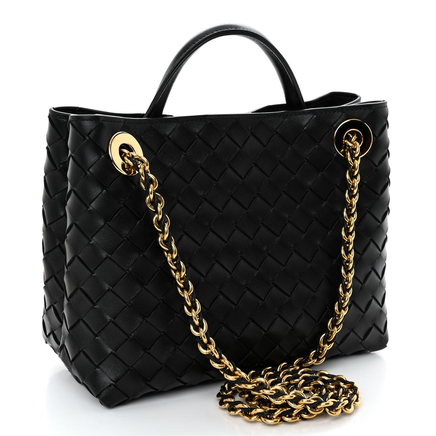 Bottega Veneta Nappa Intrecciato Small Andiamo With Chain Shoulder Bag Black 3 of 10