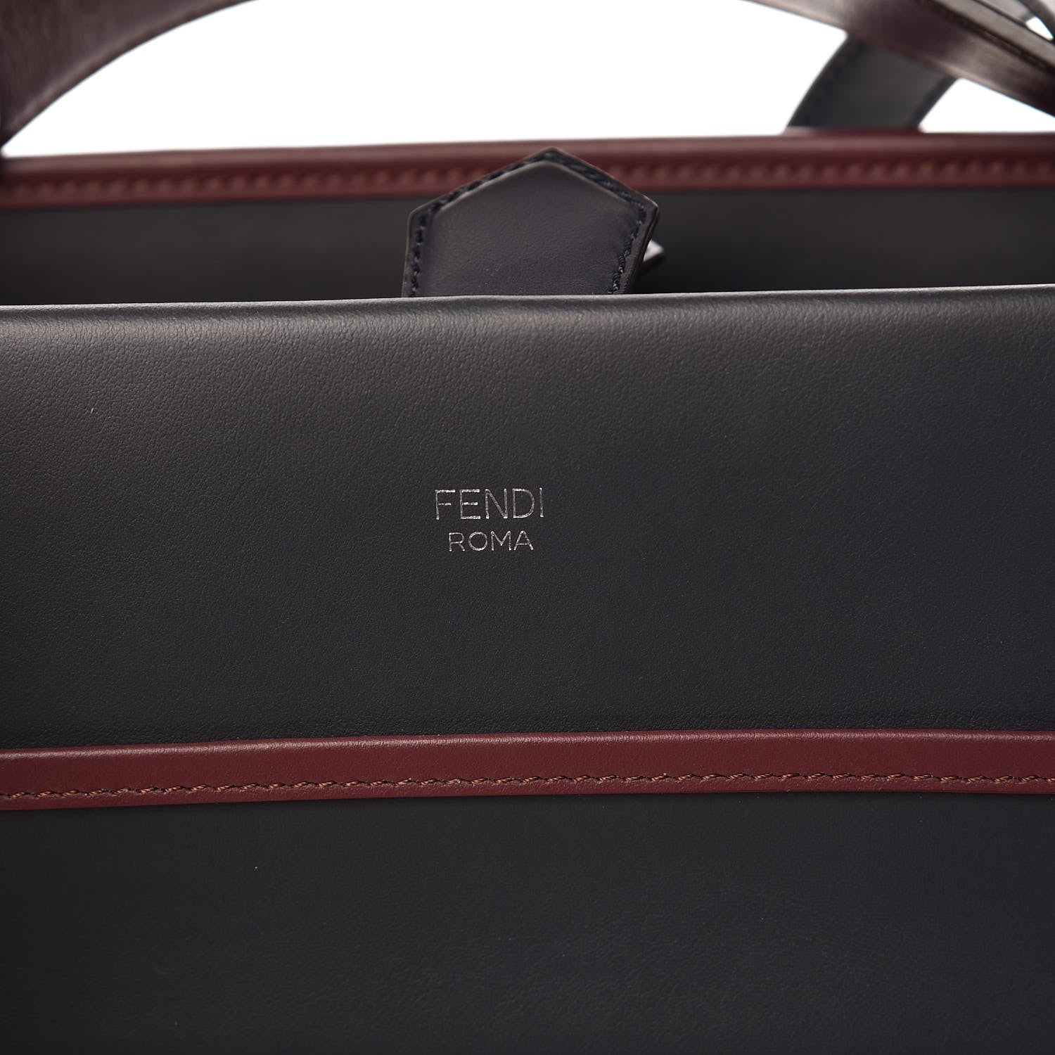 Fendi Vitello Century Opaco F is Fendi Bi-Color Regular Runaway Satchel Blue Notte Bordeaux 7 of 8