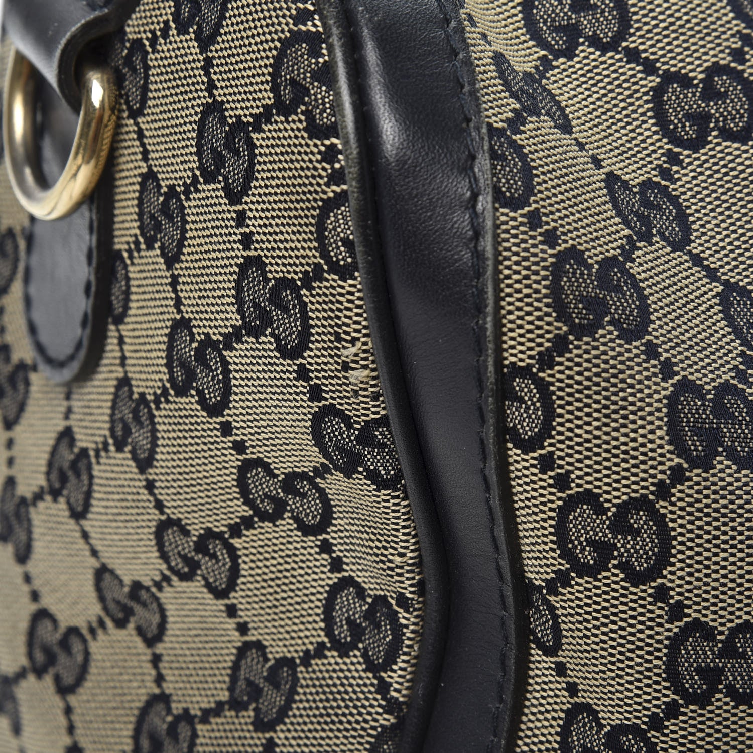 Gucci Monogram Selleria Calfskin Vintage Web Medium Boston Beige Blue 10 of 12