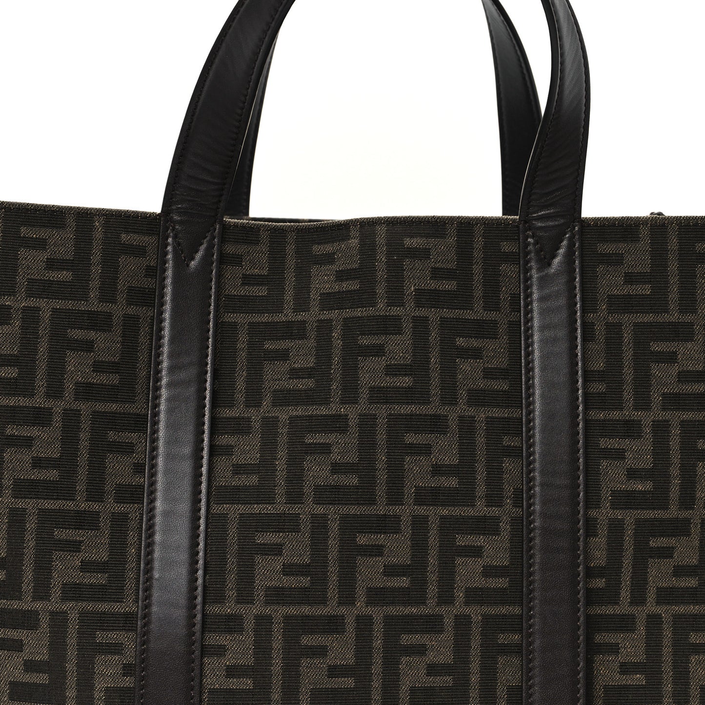 Recycled Fabric Jacquard Vitello Astro FF 1974 Shopping Tote Tobacco Moro Ebano