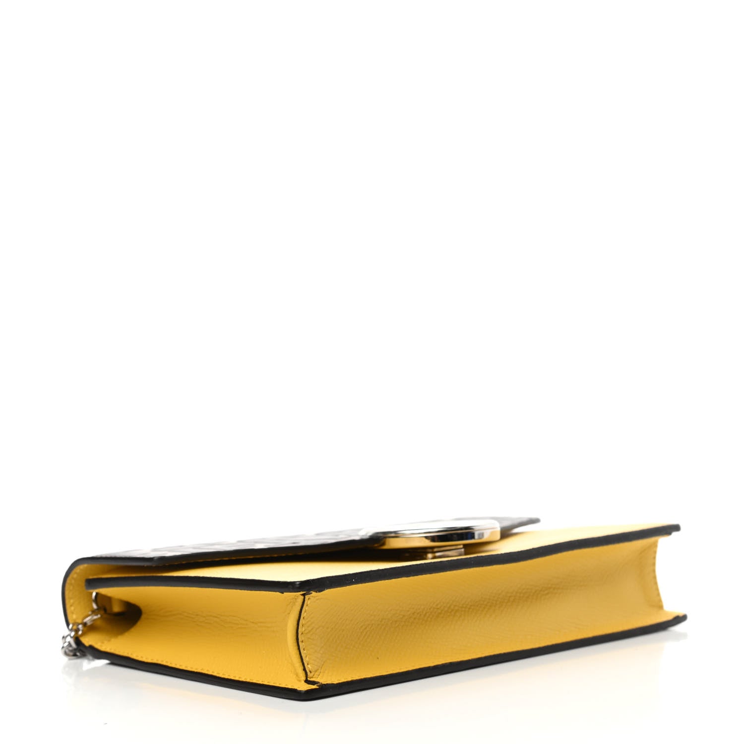 Fendi Vitello Cruise F is Fendi Bi-Color FF 1974 Embossed Medium Envelope Wallet On Chain Maya Black Sunflower 4 of 10