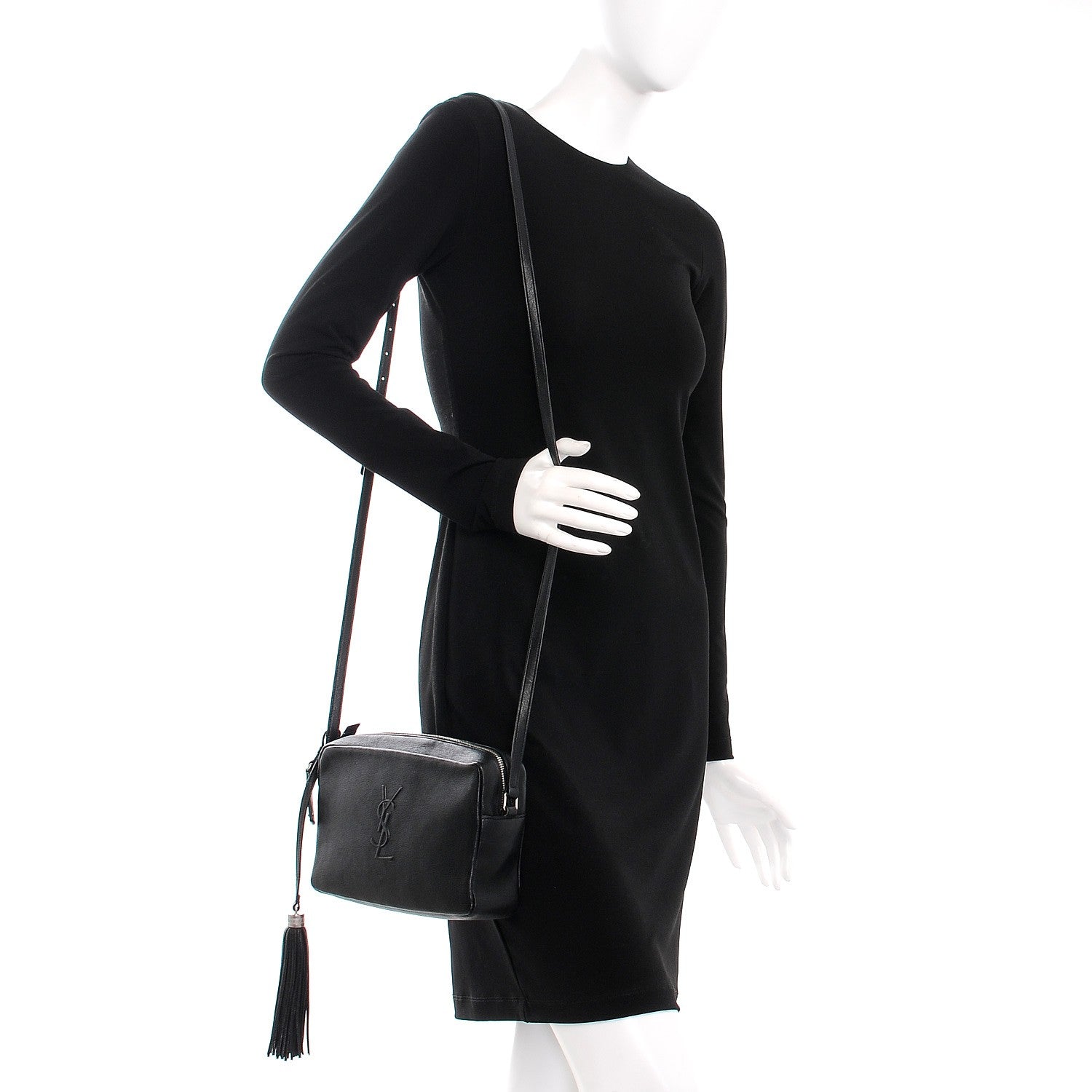 Saint Laurent Lambskin Monogram Small Lou Camera Bag Black 2 of 17