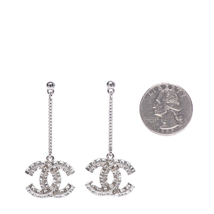 Chanel Baguette Crystal CC Drop Earrings Silver 2 of 4