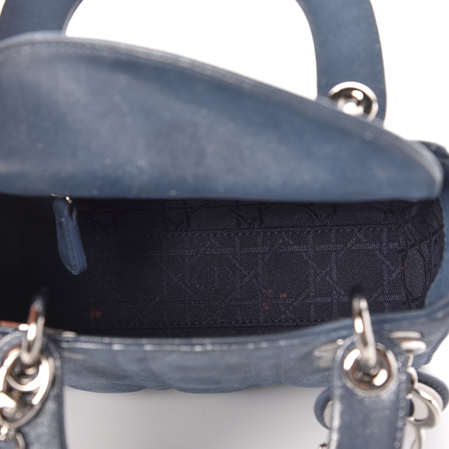 Christian Dior Metallic Lambskin Cannage Mini Lady Dior Blue 7 of 8