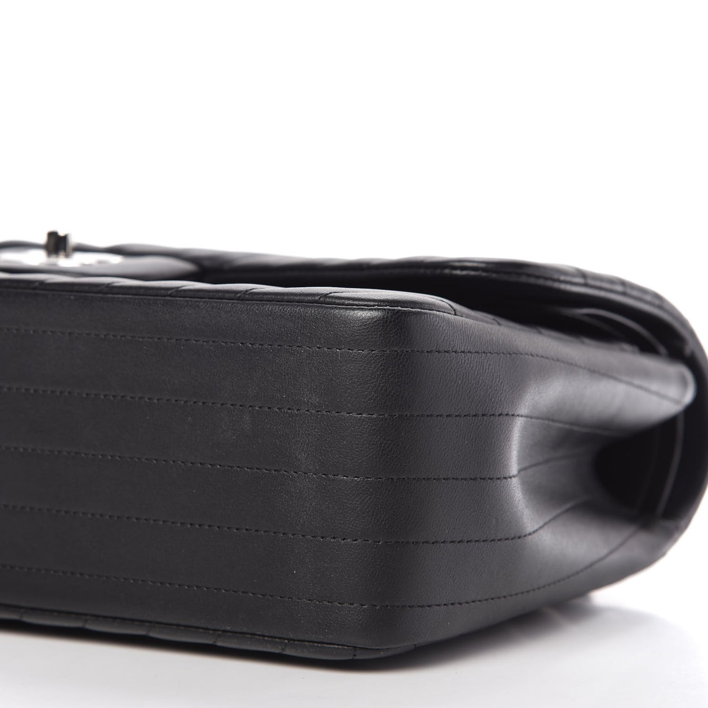 Lambskin Chevron Quilted Jumbo Double Flap Black