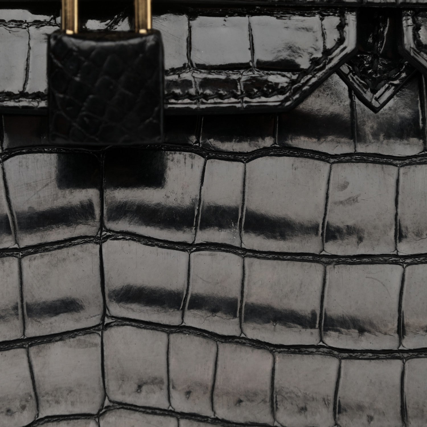Hermes Shiny Porosus Crocodile Birkin 35 Black 11 of 12