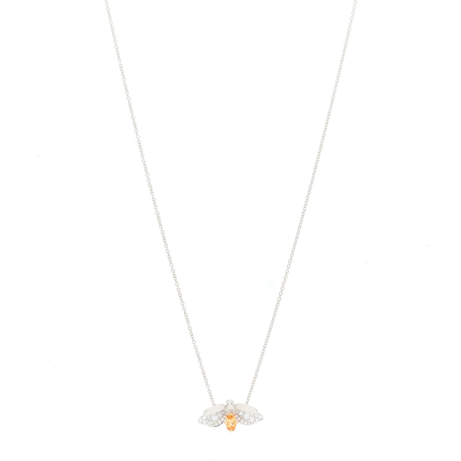 Tiffany Platinum 18K Yellow Gold Diamond Spessartine Paper Flowers Firefly Pendant Necklace 1 of 5