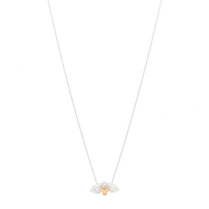 Tiffany Platinum 18K Yellow Gold Diamond Spessartine Paper Flowers Firefly Pendant Necklace 1 of 5